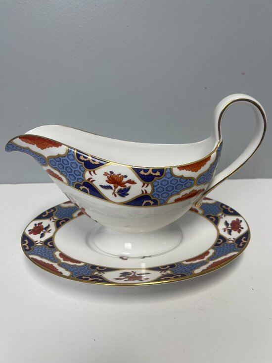 Spode Other - Spode Shima Y8172 Gravy Boat & Y8172-D Underplate Bone China England